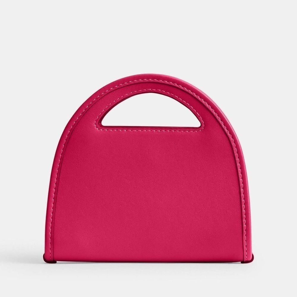 NWT COACH Top Handle Card Case Dragonfruit Pink Chain Leather Crossbody CT879 - Picture 3 of 11
